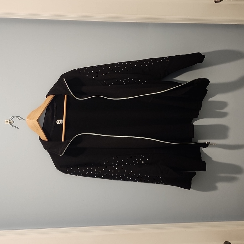 Avenue Black 18/20 Rhinestone Embellishment Long Sleeve Jacket